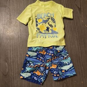 OshKosh B'gosh Yellow and Blue Kids Swim Rashguard Set